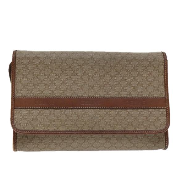 CELINE Macadam Canvas Shoulder Bag Beige - Picture 13 of 16